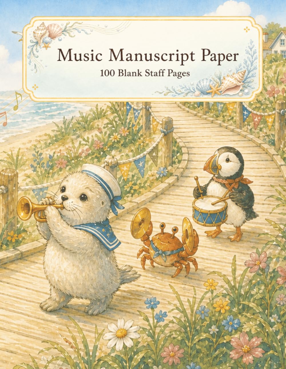 Seaside Animal music manuscript paper cover