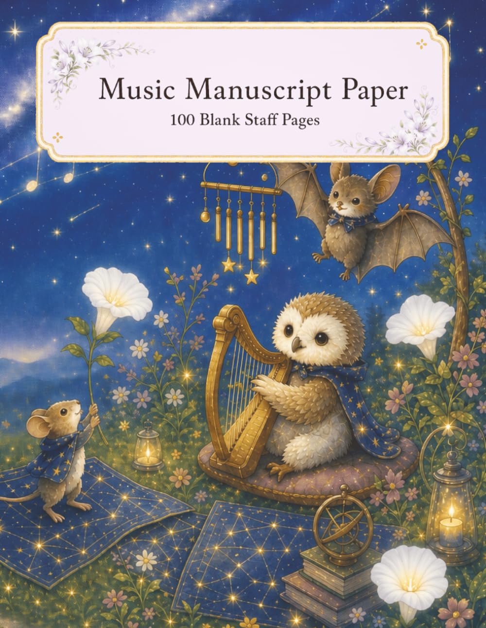 Starry Woodland Music Theme music manuscript paper book